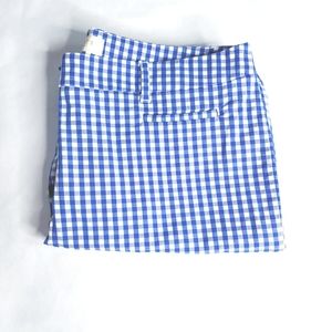Talbots| Gingham Crop Pants Blue/White Embroidered